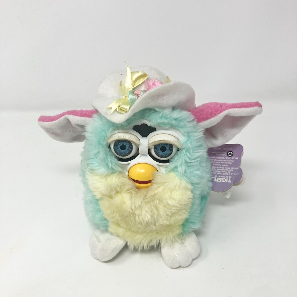 Furby Easter Spring Aqua/Yellow Hat Flower 70-880 Special Limited Edition Tested